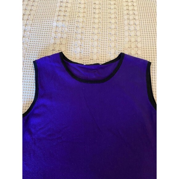Women’s  Sweater Deep Purple & Black Lightweight Sleeveless Dressy Rounded Neck - Picture 4 of 10